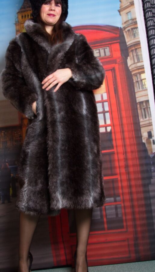 German Juli in Fur Coat, Big Hat, Stockings 11 of 62 pics