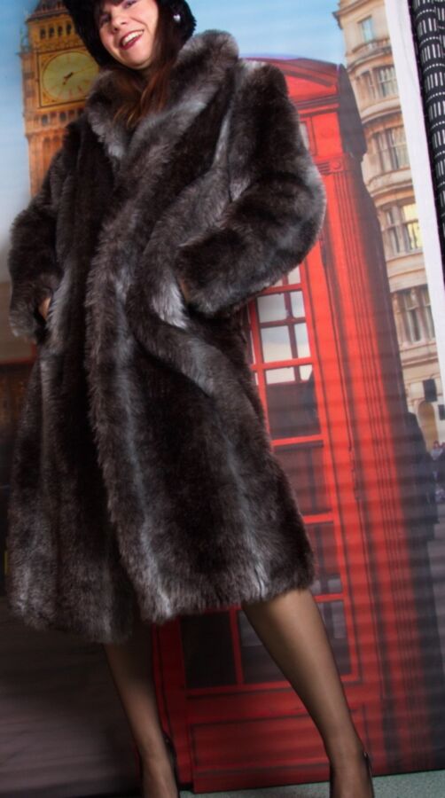 German Juli in Fur Coat, Big Hat, Stockings 1 of 62 pics