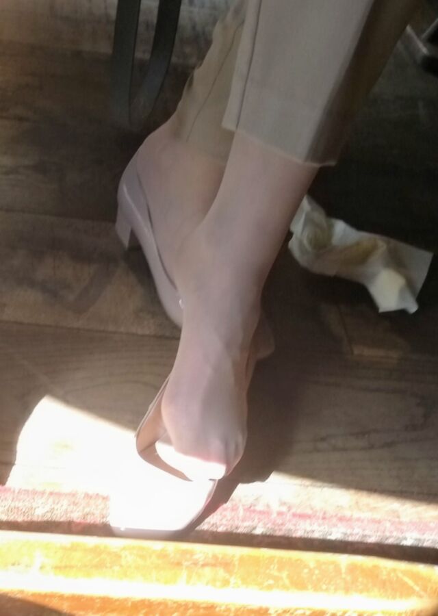 Nude nylon patent heels dangle 3 of 4 pics