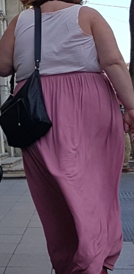 VTL - Obese Mature with pink skirt (candid) 3 of 37 pics