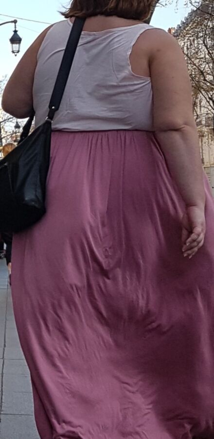 VTL - Obese Mature with pink skirt (candid) 4 of 37 pics