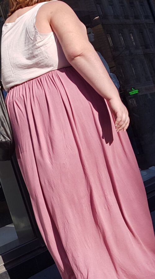 VTL - Obese Mature with pink skirt (candid) 10 of 37 pics