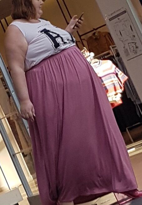 VTL - Obese Mature with pink skirt (candid) 2 of 37 pics