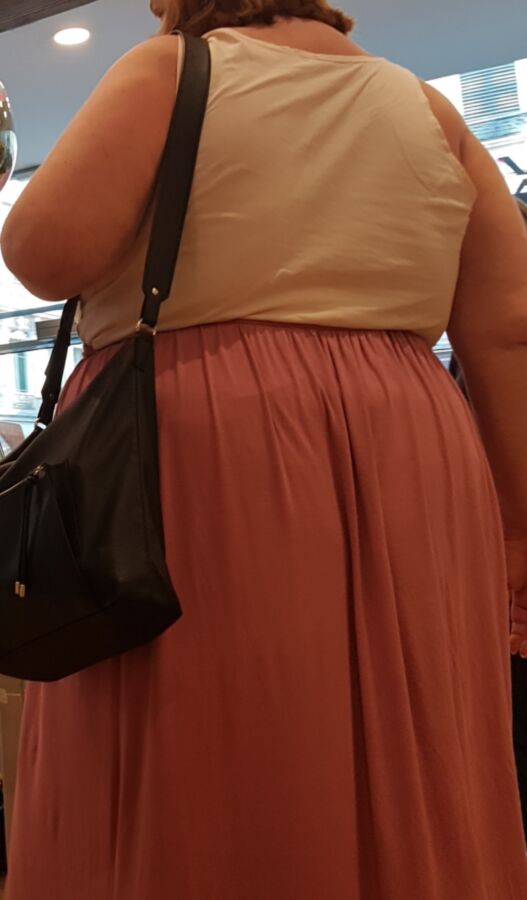 VTL - Obese Mature with pink skirt (candid) 17 of 37 pics