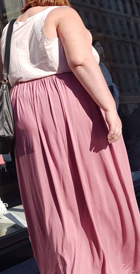 VTL - Obese Mature with pink skirt (candid) 8 of 37 pics