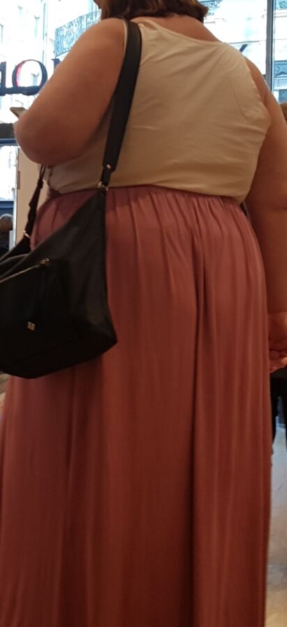 VTL - Obese Mature with pink skirt (candid) 16 of 37 pics