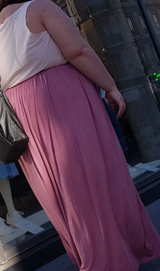 VTL - Obese Mature with pink skirt (candid) 11 of 37 pics