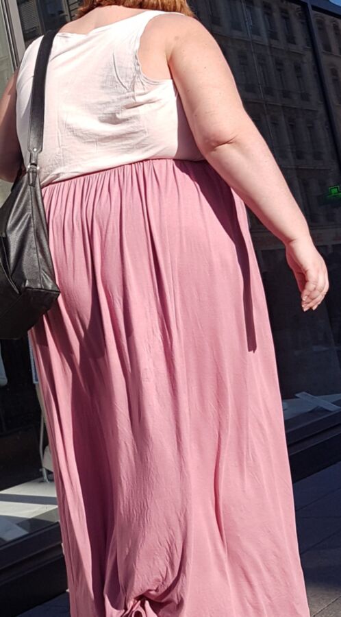 VTL - Obese Mature with pink skirt (candid) 9 of 37 pics