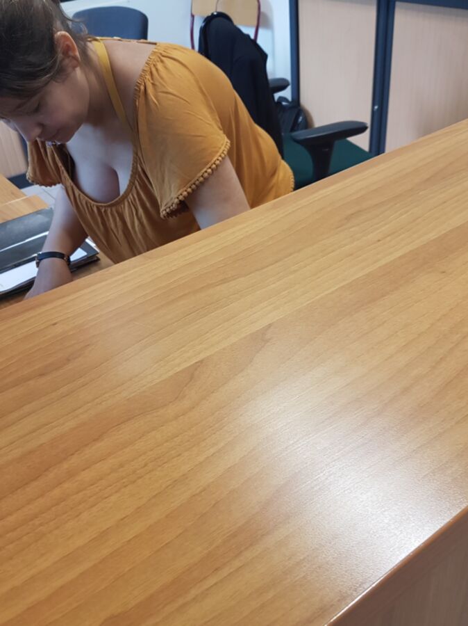 Teen arab coworker and her cleavage (candid) 12 of 12 pics