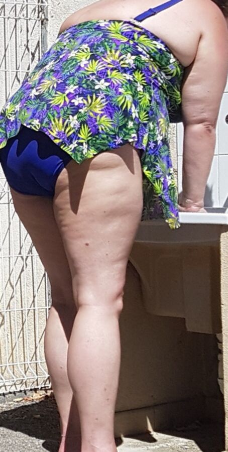 Two Matures butt in swimwear at campground (candid) 17 of 24 pics