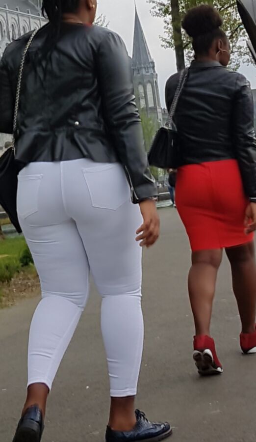 Nice duo of black milfs with VPL (candid) 2 of 22 pics