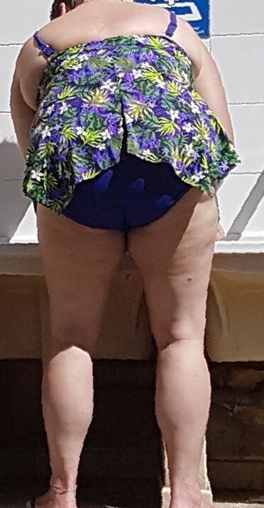 Two Matures butt in swimwear at campground (candid) 18 of 24 pics
