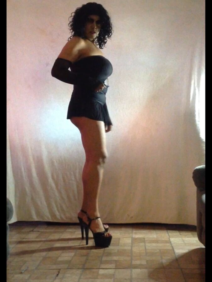 Crossdresser Naomi Val in mini dress and high heels  11 of 52 pics