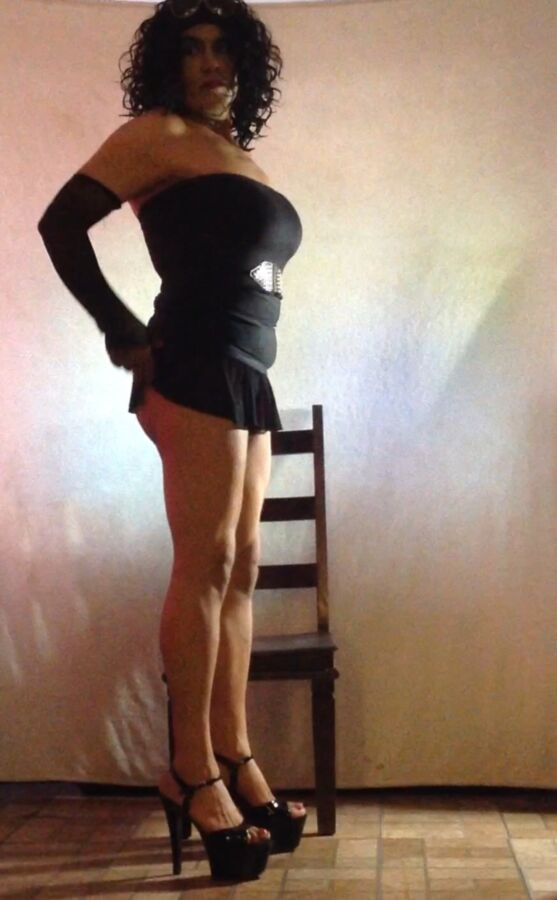 Crossdresser Naomi Val in mini dress and high heels  14 of 52 pics