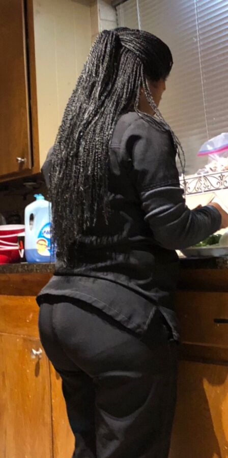 Petite ebony friend in black scrubs showing her little onion ass 11 of 32 pics