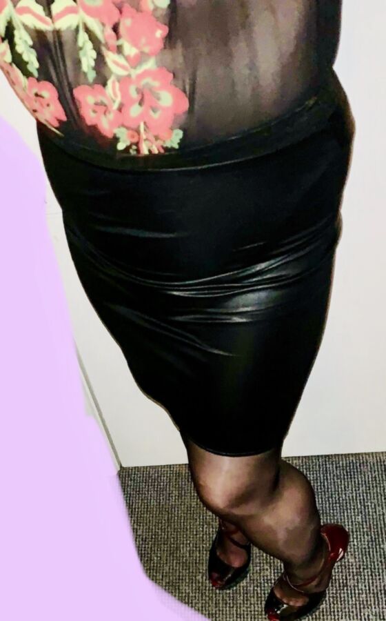 New black skirt, mesh top and pantyhose 1 of 11 pics