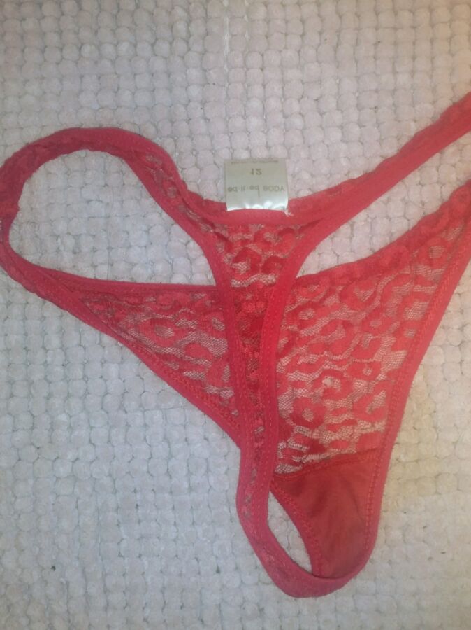Her new red lase thong 4 of 5 pics