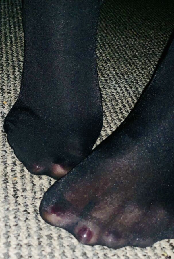 Pantyhose sissy feet tease 4 of 4 pics