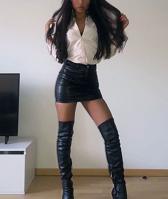 otk boots and leather skirt 5 of 41 pics