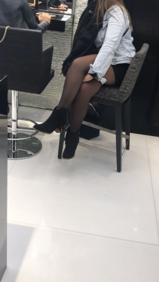 Candid nylon and ankle boots 7 of 8 pics