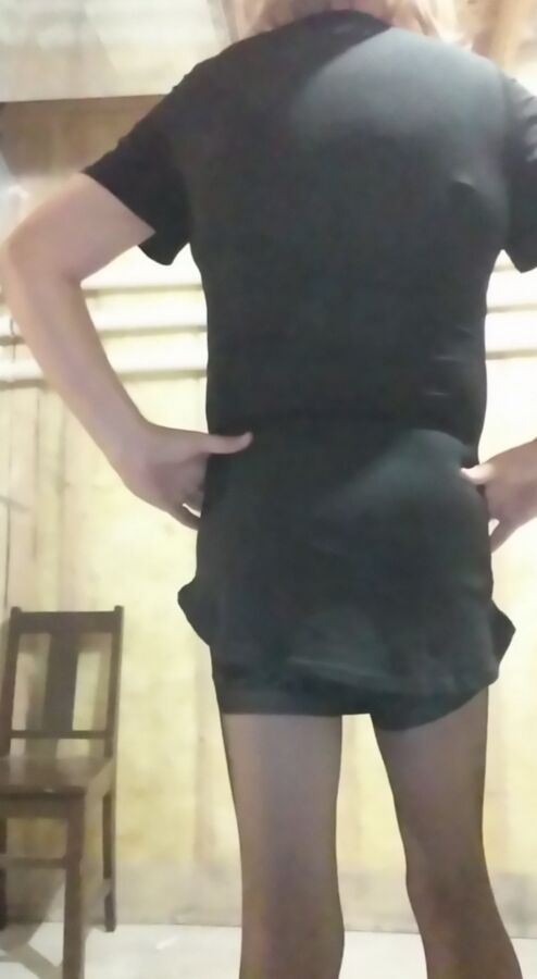 Back In Black-- BlackPantyGG in miniskirt 4 of 13 pics