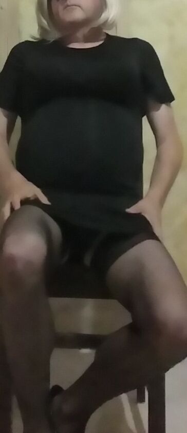 Back In Black-- BlackPantyGG in miniskirt 9 of 13 pics