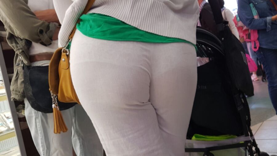 Nice hot mom white panty white pants see trough (candid) 17 of 24 pics