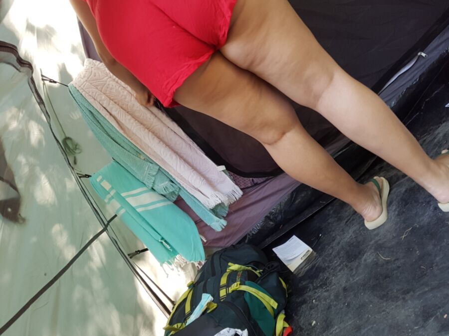 Maria shows her ass and VPL to the campground (candid) 8 of 30 pics