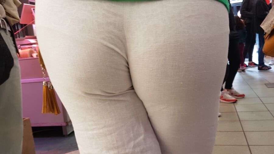 Nice hot mom white panty white pants see trough (candid) 15 of 24 pics