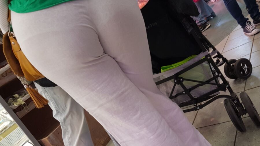 Nice hot mom white panty white pants see trough (candid) 18 of 24 pics
