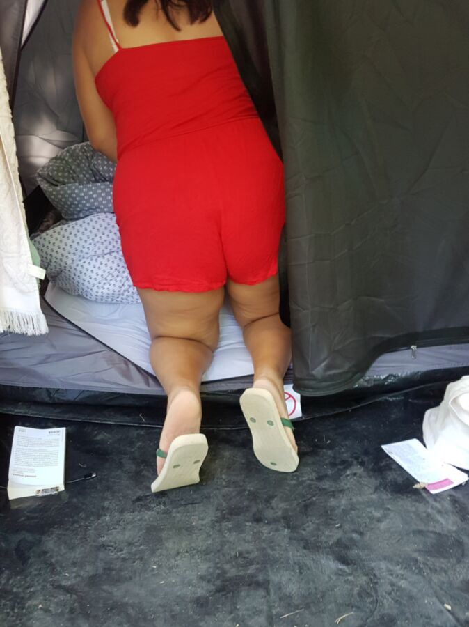 Maria shows her ass and VPL to the campground (candid) 18 of 30 pics