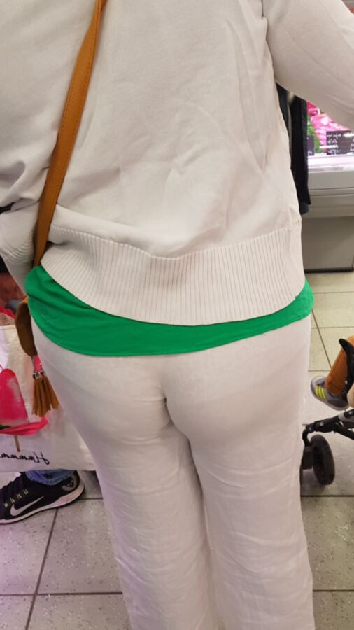 Nice hot mom white panty white pants see trough (candid) 6 of 24 pics