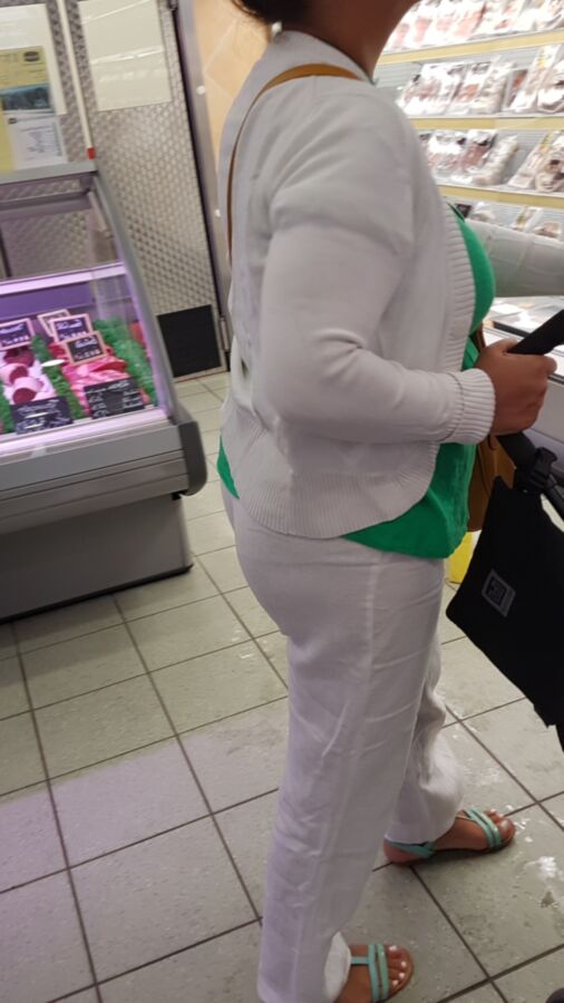Nice hot mom white panty white pants see trough (candid) 11 of 24 pics