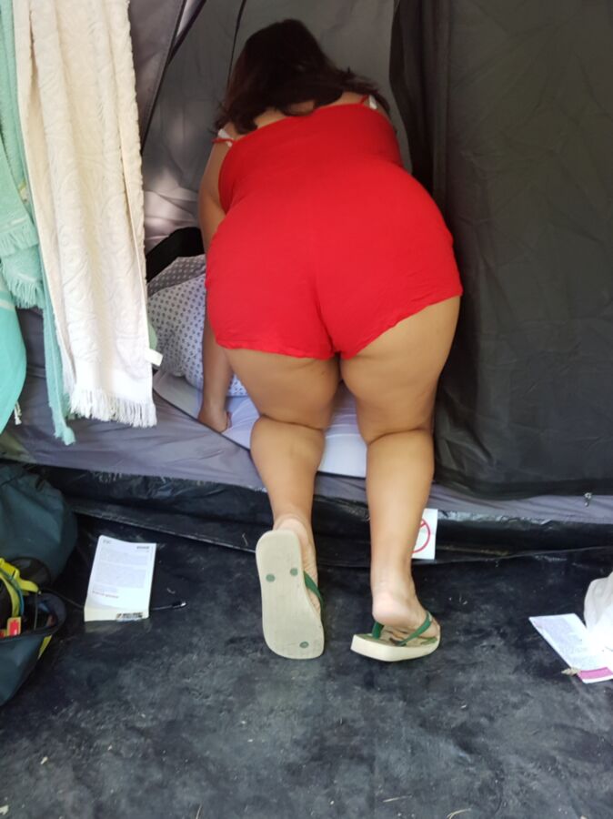 Maria shows her ass and VPL to the campground (candid) 17 of 30 pics