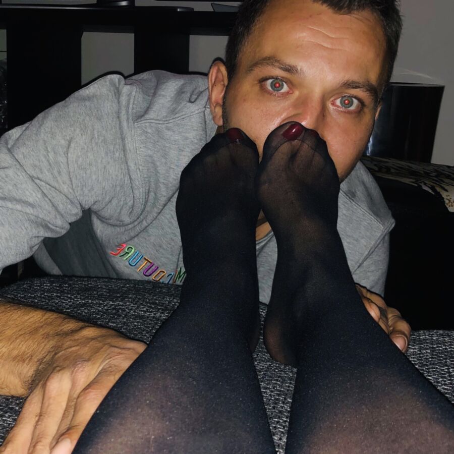 Brother smell my stinky flats nylon feet 5 of 9 pics