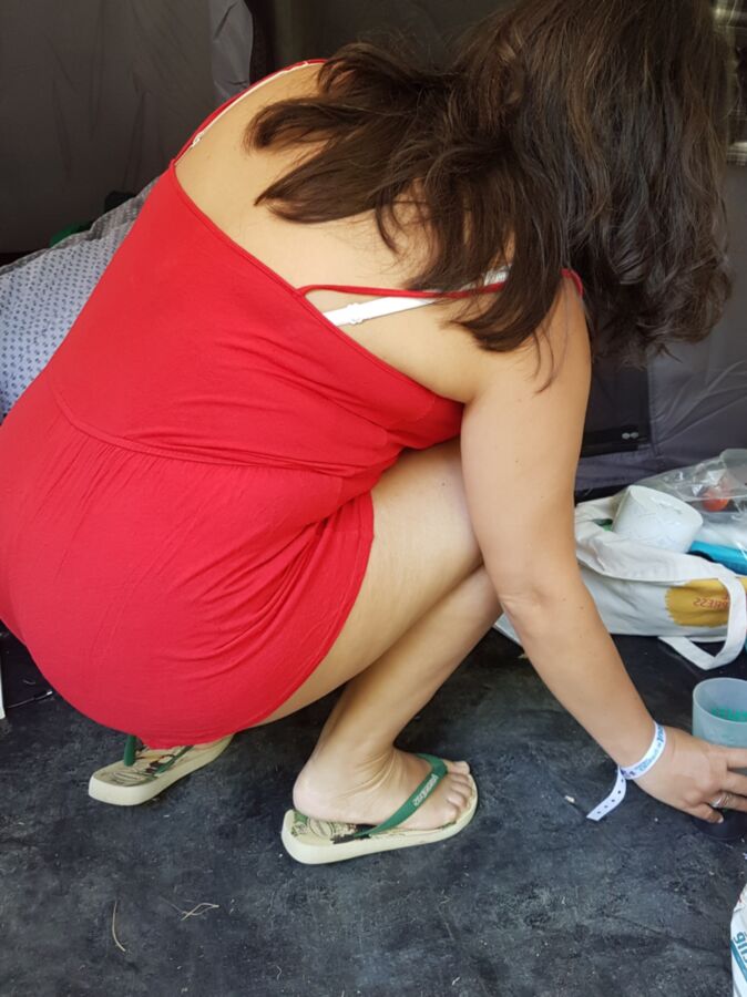 Maria shows her ass and VPL to the campground (candid) 16 of 30 pics