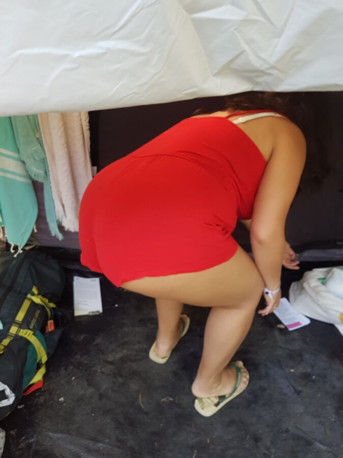 Maria shows her ass and VPL to the campground (candid) 11 of 30 pics