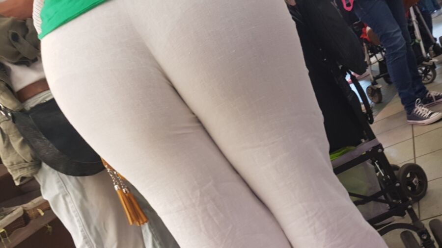 Nice hot mom white panty white pants see trough (candid) 21 of 24 pics