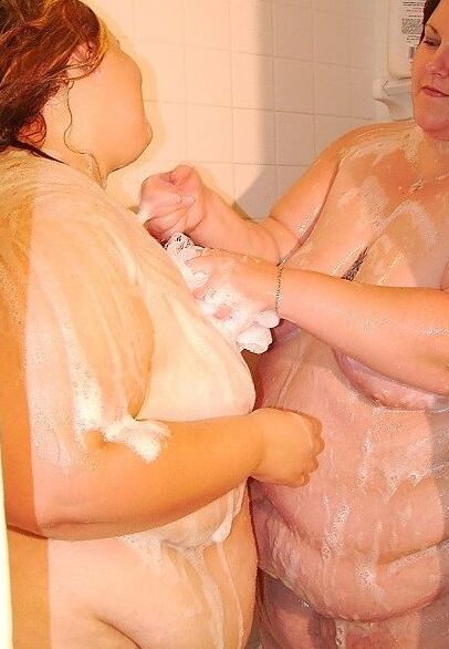 SSBBW lesbians under shower 15 of 99 pics