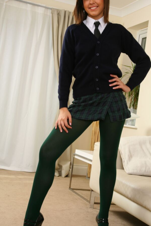 Bryoni Kate schoolgirl green pantyhose  6 of 130 pics