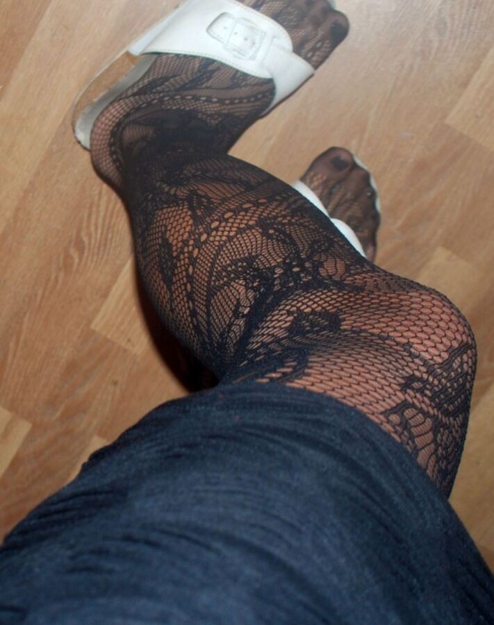 In black floral fishnets 20 of 20 pics