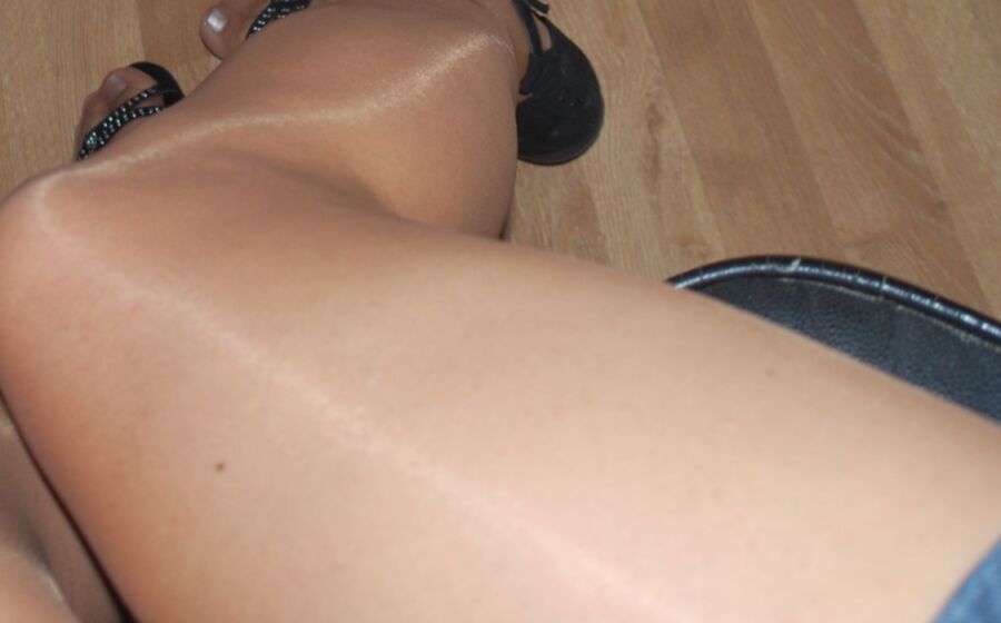 In wedges and shiny tights  21 of 24 pics