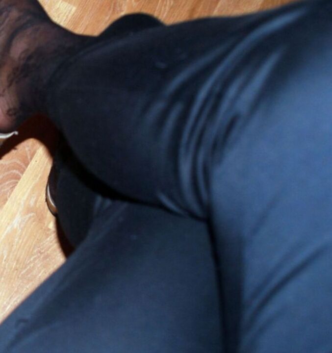 Black floral tights under trousers and with grey mini 11 of 19 pics