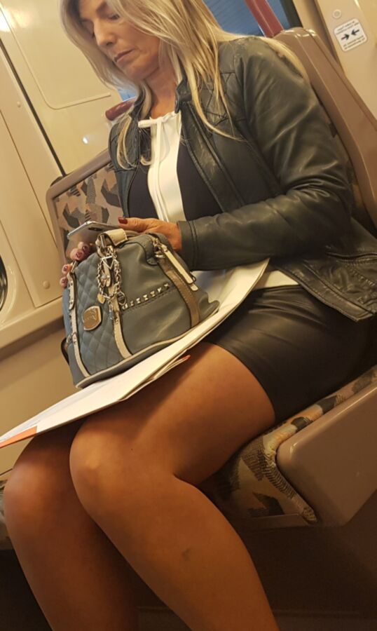 candid pantyhose milf in heels and leather 11 of 50 pics