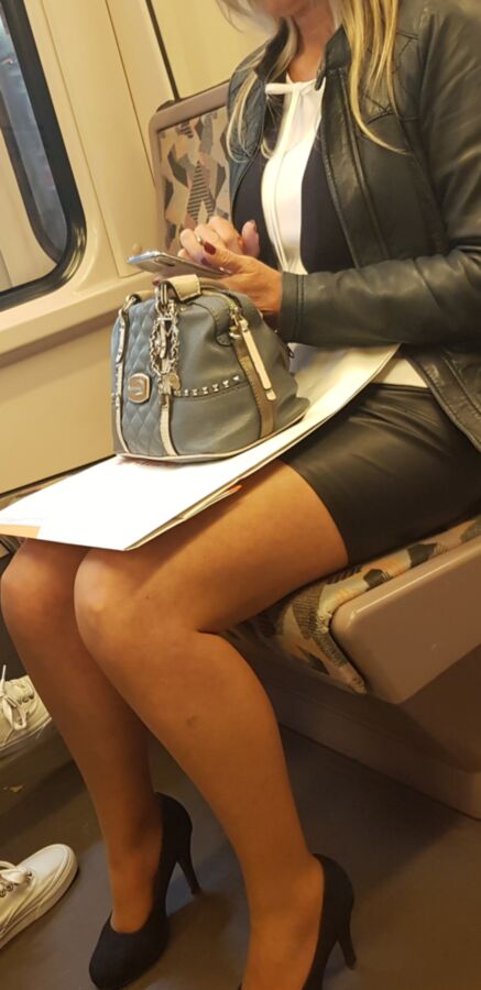 candid pantyhose milf in heels and leather 21 of 50 pics