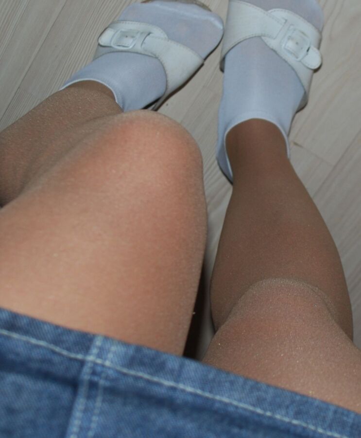 Matt tan pantyhose and something for socks fan 9 of 23 pics