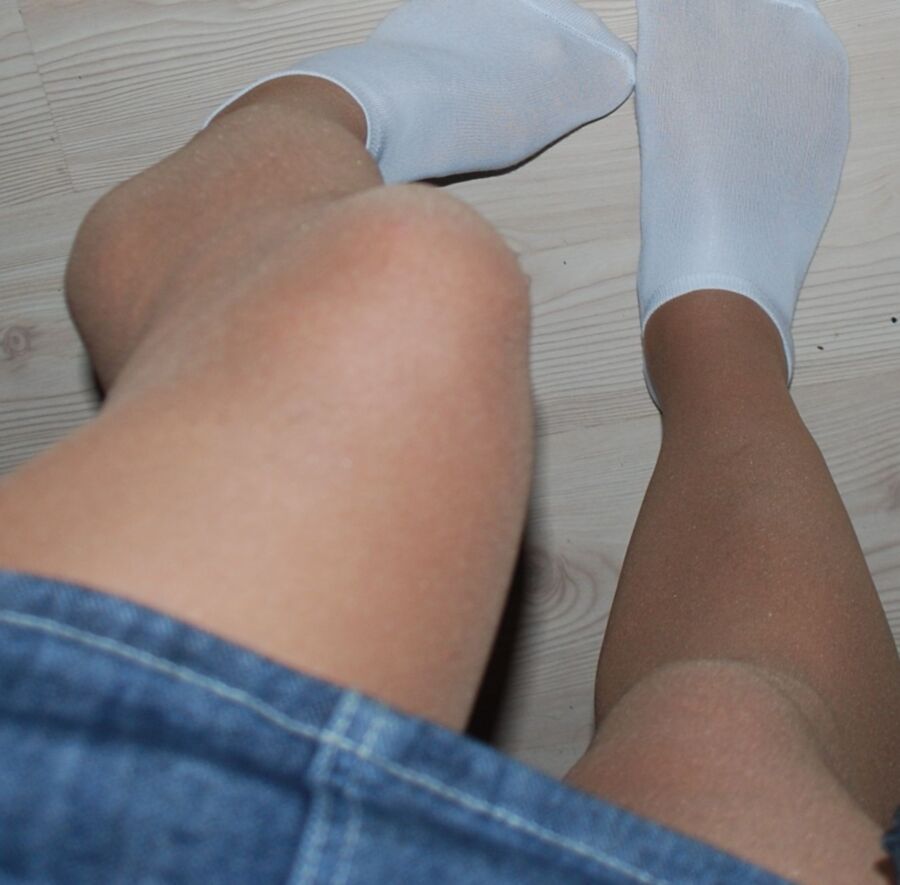 Matt tan pantyhose and something for socks fan 16 of 23 pics