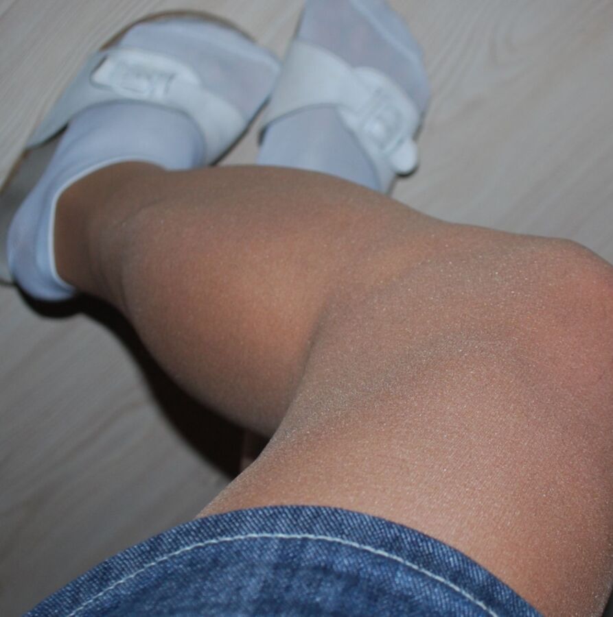 Matt tan pantyhose and something for socks fan 10 of 23 pics