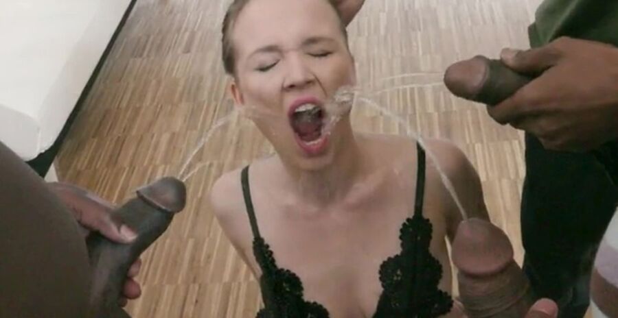 Subway pissing glasses interracial
