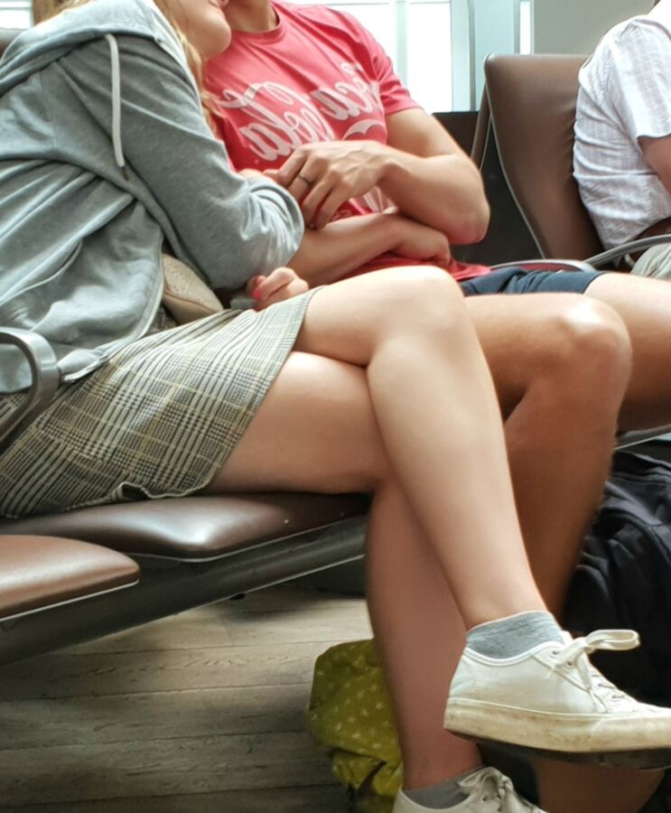 Crossed Legs posed on Planes and in Airports 1 of 424 pics
